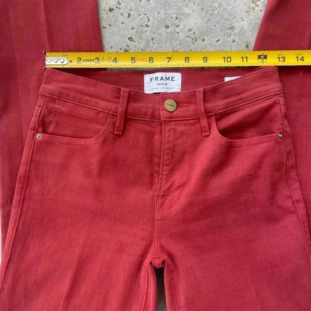 Frame Le High Straight Straight Leg Jeans in Deep Red - Picture 7 of 12